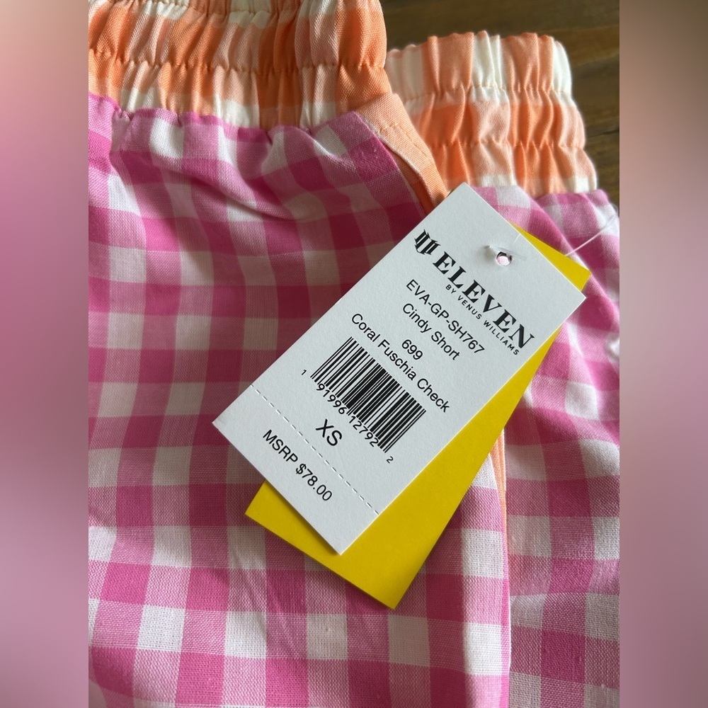 ELEVEN by Venus Williams Pink and Orange Checkered Boxer Shorts w/pockets XS - Picture 8 of 9